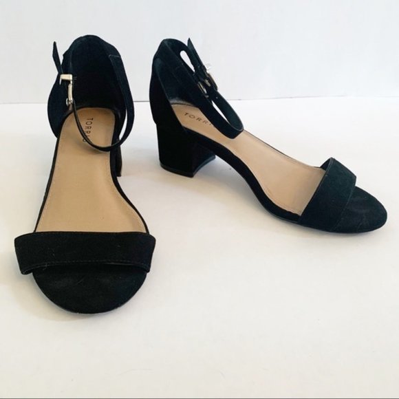 torrid Shoes - Torrid Black Faux Suede Block Heel Ankle Strap
